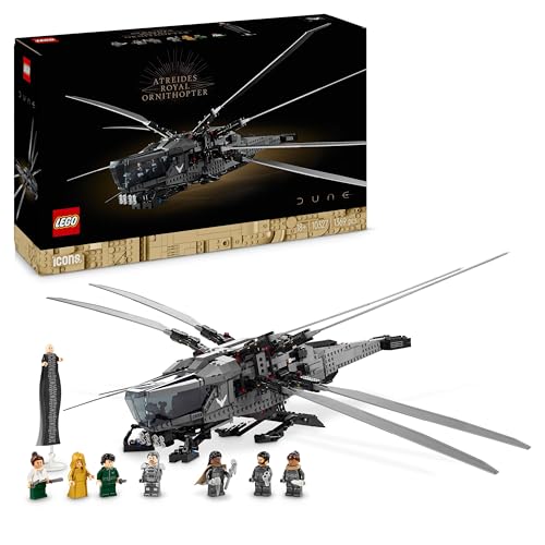 LEGO 10327 Icons Dune: Atreides Royal Ornithopter, casaco para adultos, artigo de colecionador, presente para cinéfilos a partir de 18 anos, 8 minifiguras: Paul Atreides, Chani, Barão Harkonnen