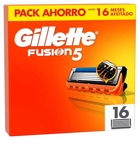 Gillette Fusion5 Pack de 16 peças de reposição para máquinas de barbear, lâminas de barbear com 5 folhas, faixa de gel lubrificante e aparador de precisão