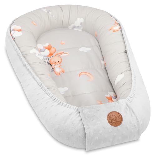 Ninho bebé recém-nascido 90 x 50 cm - redutor berço cuco de colecho minky winter quente casulo ideal para moisés, gôndola e viagem coelho