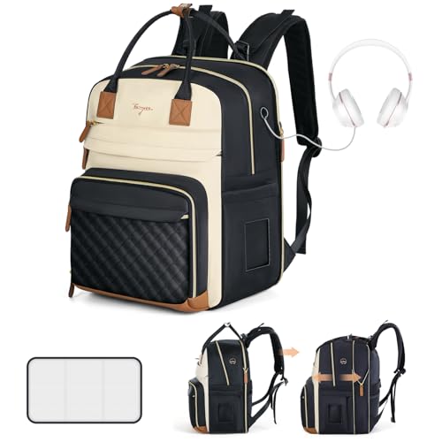 Tonyeee Mochila para fraldas de 25 a 37 l, grande expansível com trocador e correias para carrinho, mochila de viagem, bolsa de fraldas bolsa para mãe