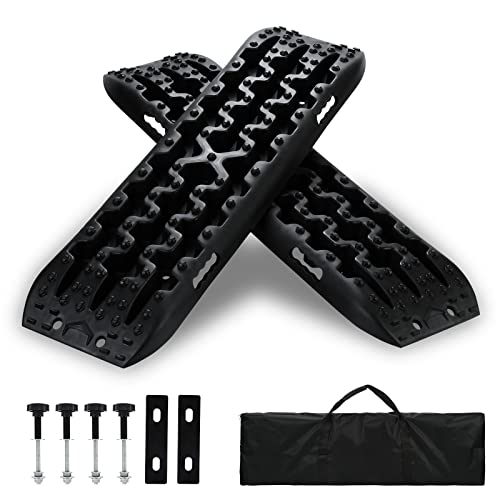 Lospitch Apoio de arranque com saco de armazenamento e ferramenta de instalação, areia / lama / neve Recovery Board Offroad Tracks, carga 10T, escada de pneus para carros