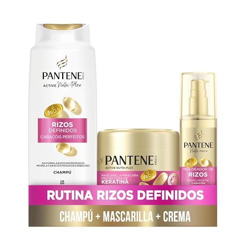 Pantene Pro-V Curls definidos champô 625 ml, máscara de 300 ml, modelador de caracóis de 145 ml, caracóis rebeldes e crespados. Protege ligações empilhares