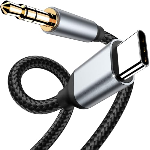yootech Cabo Jack para USB C, tipo C para conector auxiliar de áudio de 3,5 mm nylon cabo AUX USB C a Jack para iPhone 17 16 15 série, para Samsung Galaxy S24/S23/S22, adaptador de estéreo auxiliar