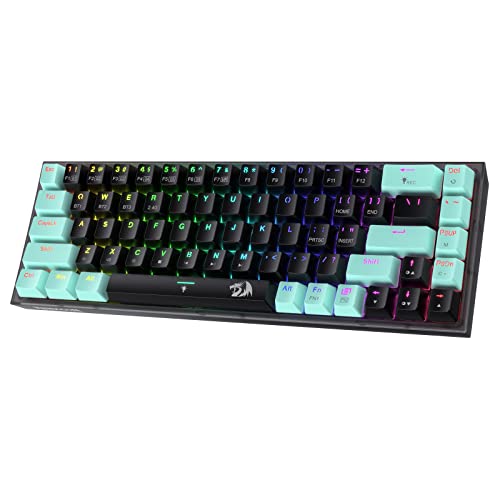 Redragon K631 PRO SE Teclado mecânico compacto de 65% para jogar, 3 modos sem fios, RGB, 68 teclas Hot-Swap-fähig, PCB Free-Mod e Socket translúcido