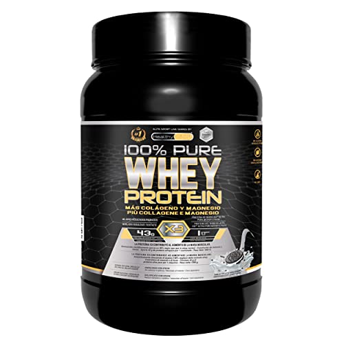 Healthy Fusion Whey Protein Proteína Whey pura com colagénio e magnésio | Melhore os seus treinos | Proteja e aumenta a massa muscular, 1000 g de proteína (bolacha)