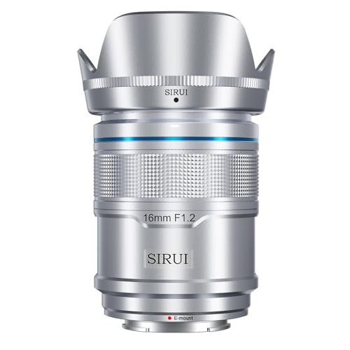 SIRUI Sniper 16 mm lente de foco automático, F1.2 alvo grande angular APS-C, E Mount lente para A6400, A6700, ZV-E10, FX3/30(E-Mount, Silver)