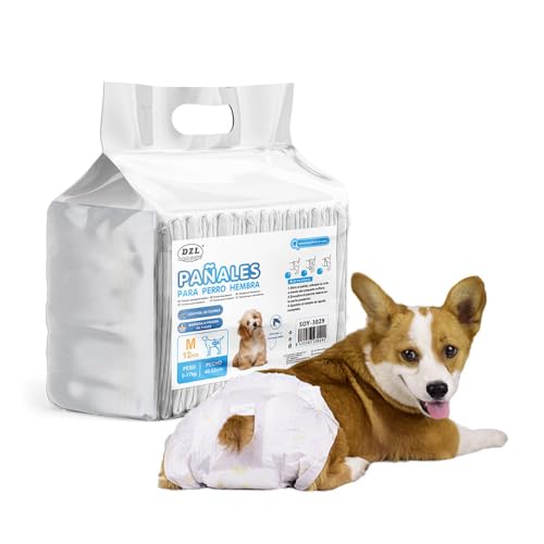 Fraldas descartáveis para cão fraldas para cães fêmea fralda sanitária para cão animais de estimação cuecas higiénicas macias absorventes (M)