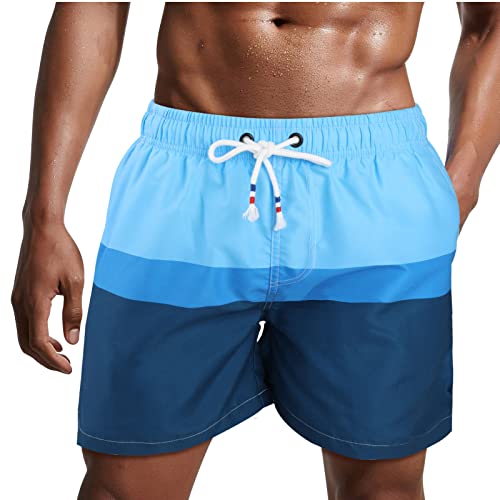 Danfiki Fato de banho homem calções de secagem rápida fato de banho curto para praia navegar forro de malha cor gradiente