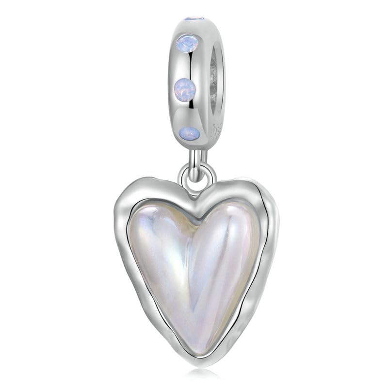 NINGAN Charm ciondolo in argento sterling 925 'I Love You 'Zircone lucido pendente a forma di cuore Adatto per collana del braccialetto delle donne San Valentino presente della festa della mamma