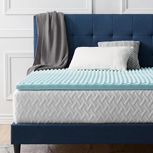 LUCID Sobrecolchão viscoelástico de 5 cm com partículas de gel; cobertura de colchão ondulado, Topper 150 x 200 cm