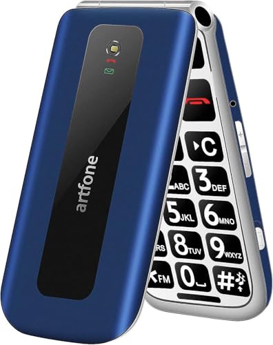 artfone F20 Telemóvel para idosos, telemóvel sênior com teclas grandes, botão SOS, ecrã de 2,4 polegadas, 2 G gsm, duplo SIM, som forte de rádio, bateria de 1300 mAh, azul