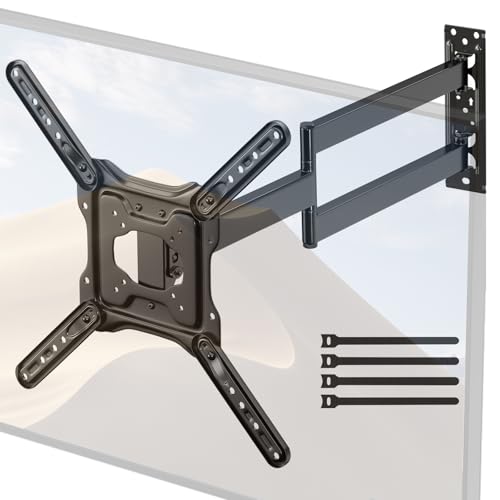 Suporte de parede de TV com braço articulado externo para planos de 23 a 65 polegadas, suporte de canto para TV com suporte rotativo e inclinável de 180 °, máximo. VESA 400 x 400 mm, suporta até 35 kg