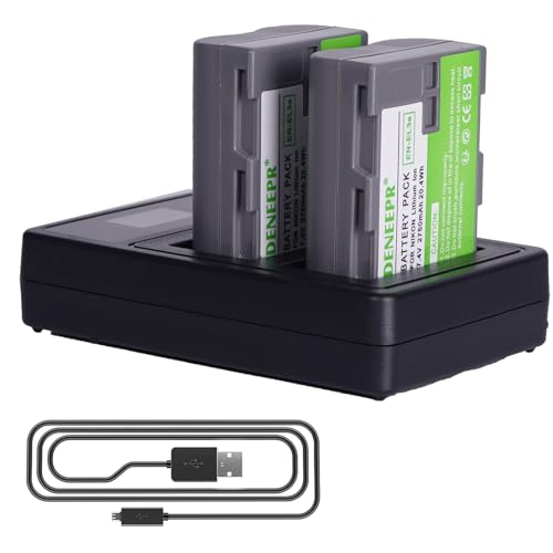 2 x DENEEPR 7,4 V 2750 mAh Li-Ion bateria EN-EL3 LED duplo carregador kit para bateria EN-EL3E D50, D70, D70s, D90, D100, D200, D300, D300S, D700