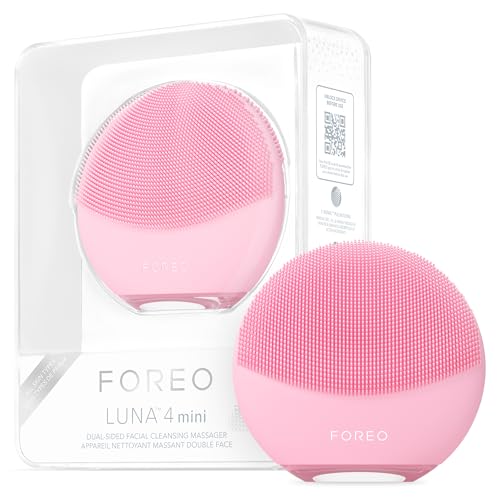 FOREO LUNA 4 mini escova de limpeza facial e massajador facial - melhora a absorção dos produtos de cuidados faciais - cuidado facial simples - para todos os tipos de pele - Pearl Pink