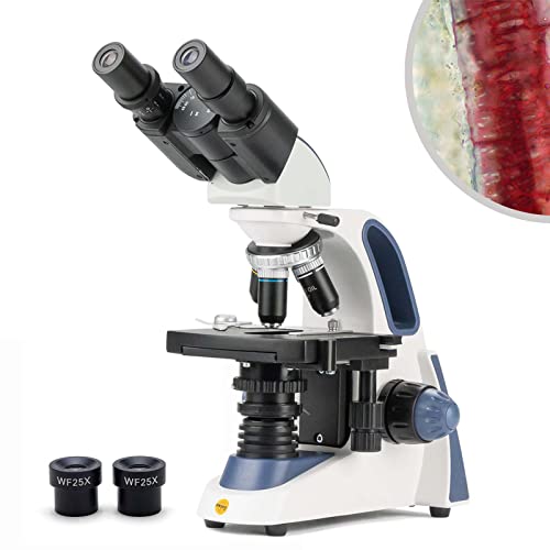 Swift microscópio composto binóculos SW380B 40X-2500X ampliação, cabeça Siedentopf, grau de pesquisa, olho de campo amplo 10X e 25X, condensador Abbe, abordagem ultra precisa