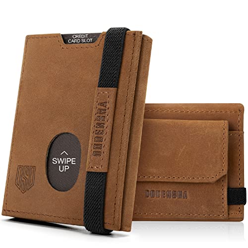 DODENSHA DDSEU-QB002-TRIFOLD Wallet, Cavalo castanho-louco, Moderno