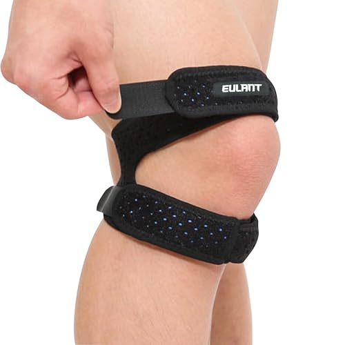 EULANT Joelheiras ajustável, correia de suporte para tendência rotuliano, fita rotuliana, joelheira desportiva compressão para correr saltar ténis ginásio voleibol artrite tendência