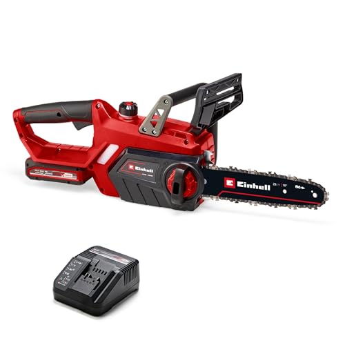 Einhell GE-LC 18 Li Motosserra sem fios (230 mm de comprimento de corte, 250 mm comprimento da barra guia, velocidade de corte da corrente 4,3 m/s), vermelha