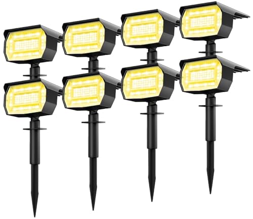 Lote de 8 focos solares ao ar livre, 72 LED lâmpada solar exterior impermeável IP65, luz solar exterior, ajustável com 3 modos de iluminação 120°, iluminação exterior solar para jardim, pátio,