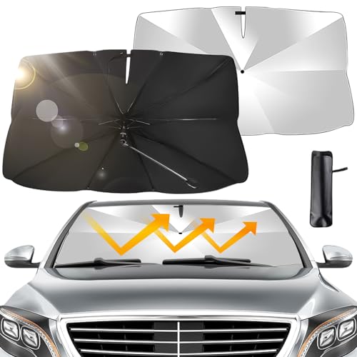 Guarda-sol guarda-chuva carro, para-sol carro dianteiro dobrável, guarda-sol carro dianteiro, guarda-chuva para-sol carro para veículo proteção anti-raios UV, para maioria dos carros, SUV, camiões