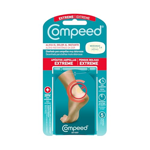 COMPEED Ampolas extremas médias, proteção acolchoada contra roçaduras, pack de 5 unidades.