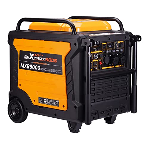 maXpeedingrods Gerador inversor 8000 W com interface ATS e controlo remoto, gasolina 26 L para emergências, local de trabalho, supermercado