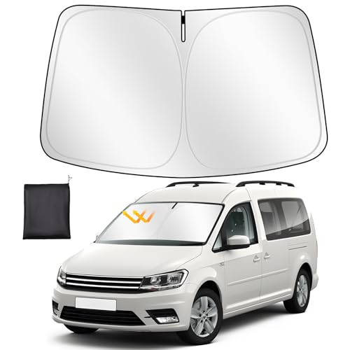ZATOOTO Para-sol para VW Caddy 2003-2020, para-sol carro dianteiro dobrável, grosso e refletor de poliéster bloqueia os raios UV e mantém o carro mais fresco