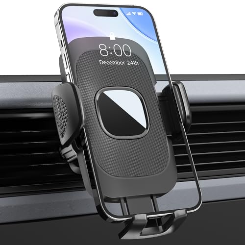 Estralia Suporte móvel para carro, suporte automóvel com ventilação ar, suporte móvel de carro de rotação 360 °, gancho ultra estável melhorado, para iPhone, Samsung, telemóveis de 4,0" a 7,0"
