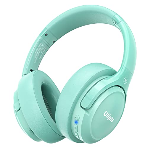 Uliptz Auriculares sem fios Bluetooth, 65 horas de reprodução, 6 modos de som EQ, auriculares sem fios faixa estéreo HiFi, auriculares Bluetooth 5.3 para PC/telefone (verde)