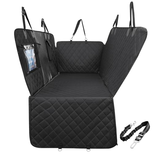 Gimars Capa de carro cão, 157 * 137 cm, impermeável e antiderrapante, capa de carro para cão, protetor de assento traseiro para carro manta cães com malha visível, fecho de correr cobertura frontal