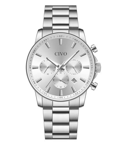 CIVO Relógios homem aço elegante clássico cronógrafo Luminox analógico relógios inoxidável
