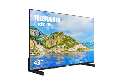 Telefunken 43DTUA724 Android TV de 43 polegadas 4K ultra HD, design sem molduras, HDR10, Dolby Vision, Bluetooth, Chromecast integrado, compatível com o Google Assistant, Dolby Atmos