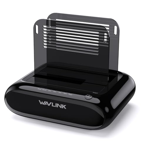 WAVLINK Estação de acoplamento dupla baía para disco rígido externo suporta 2 x 20 TB, USB 3.0 para SATA I/II/III para 2,5 ou 3,5 in HDD, SSD com função de clonagem offline, suporta UASP SATA 5 Gbps