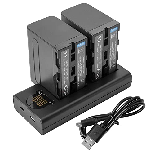 2 X NP-F970, NP-F960, NP-F930, NP-F950 bateria de substituição e carregador duplo compatível com Sony DCR-VX2100, DSR-PD150, DSR-PD170, FDR-AX1, HDR-AX200. 0, HDR-FX1, HDR-FX7