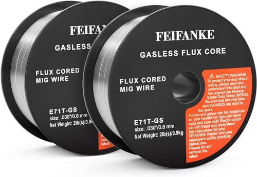 FEIFANKE Fio de soldagem 0,8 mm 2 kg E71T-GS fio de soldar sem gás para máquina de soldar, rolo de fio D100,2 peças