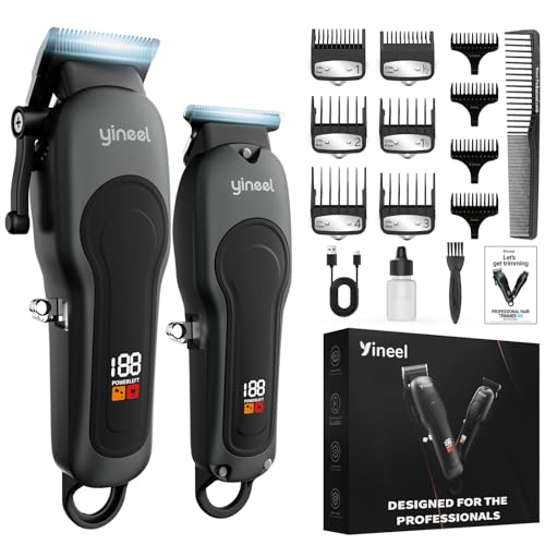 Máquina de cortar cabelo para homem, Yineel W6 kit profissional sem fios para máquina de cortar cabelo e barba - ideal para corte de cabelo, barba e uso em crianças, presente perfeito