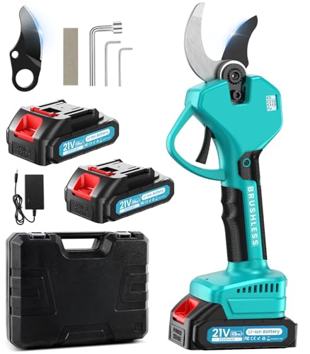 Tesouras elétricas de poder, 50 mm tesouras de poder bateria para Makita com 2 baterias de 2000 mAh, ecrã LCD, 900 W motor sem escovas silencioso, profissional tesoura de podar para ramos, arbustos