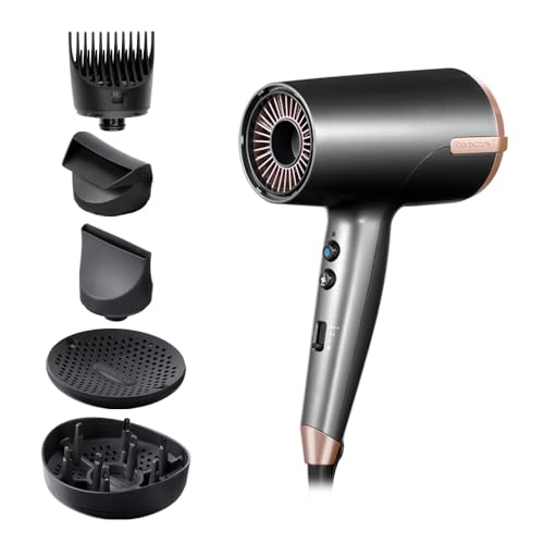 Remington Secador de cabelo profissional ONE, sensor Thermacare para proteger o cabelo, iónico, 8 ajustes, 4 acessórios, redutor de encrespamento, nécessaire para guardar, D6078