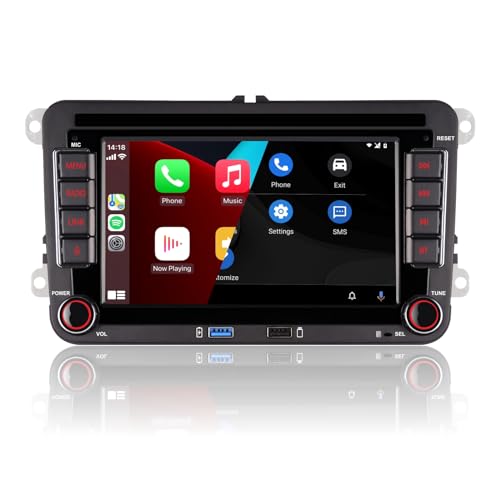 Rádio de carro de DIN duplo com sem fios Carplay Android Auto com 7 in IPS Bluetooth/FM/Am Rádio/USB/alta potência para VW Golf 5 6 Passat Jetta Caddy EOS T5 Tiguan Touran CC Polo