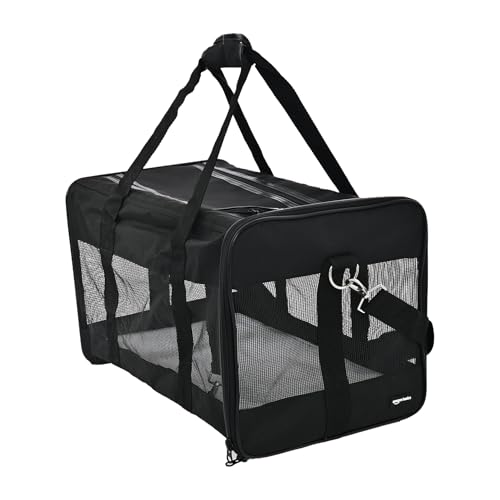 Amazon Basics Bolsa transportadora para animais de estimação Gato, cão AMZSC-002 com lados macios, M, 42 x 27 x 28 cm (L x An x Al), preto
