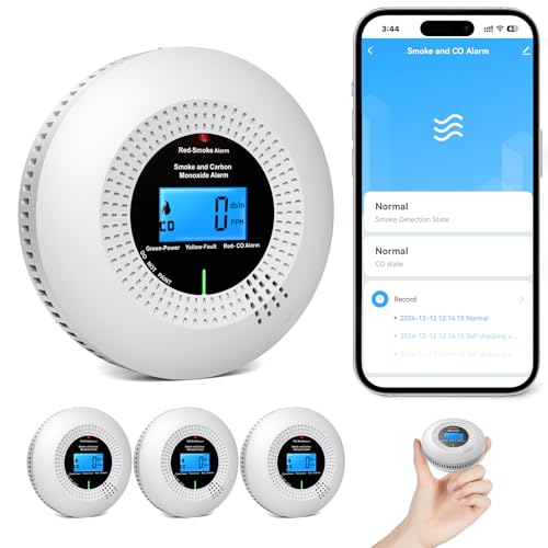 PHYSEN WiFi Detector de fumo e monóxido de carbono com 10 anos de vida útil e bateria substituível, detetor combinado compatível com a sua App, certificação padrão EN14604 & EN50291, 3St