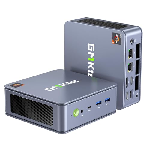 GMKtec Mini PC 5825U, M5 Plus LAN dupla 2,5 G, Desktop Computer Windows 11 Pro, AMD Ryzen 7 5825U (8C/16T 4,50 Ghz), DDR4 RAM + 1 GtB Hard Drive PCle SSD, Wi-Fi 6E, USB3.2, USB-C, BT 5.2, DP, HDMI