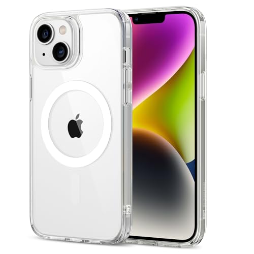 ESR Capa para iPhone 14 Plus, compatível com MagSafe, proteção de grau militar à prova de impactos, capa magnética para iPhone 14 Plus, capa híbrida clássica (HaloLock), transparente