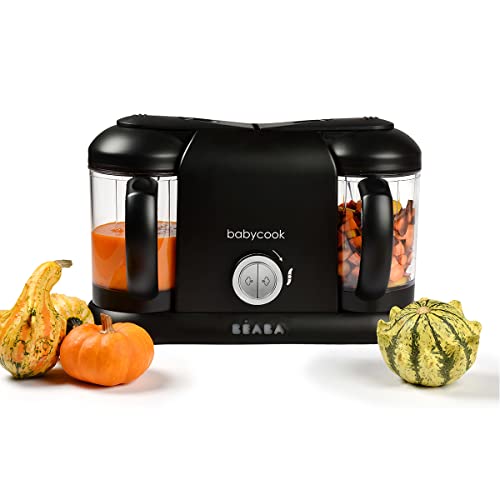 BÉABA Babycook Duo Robô de cozinha infantil 4 em 1, tritura, cozinha e cozinha, rápido em 15 minutos, comida caseira para bebés e crianças, capacidade XXL, 2 x 200 ml, preto