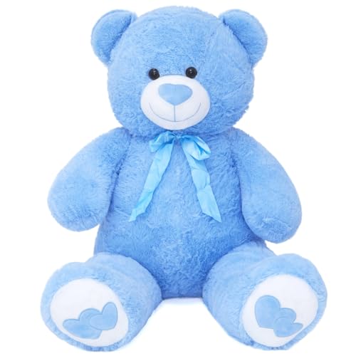 SNOWOLF XXL Urso de peluche bonito animal de peluche brinquedos 110 cm urso grande boneco de peluche presente para meninos meninas aniversário Natal Dia dos Namorados (azul)