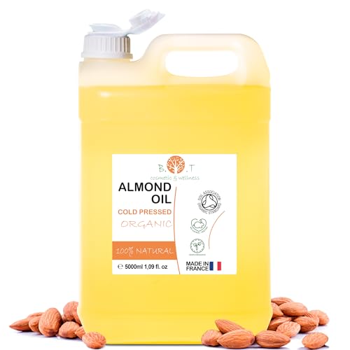 Óleo de amêndoa, orgânico, prensado a frio, puro, natural. Óleo de massagem profissional, óleo para cabelo e pestanas, hidratante corporal, mãos, unhas faciais anti-idade, estrias gravidez 5000 ml
