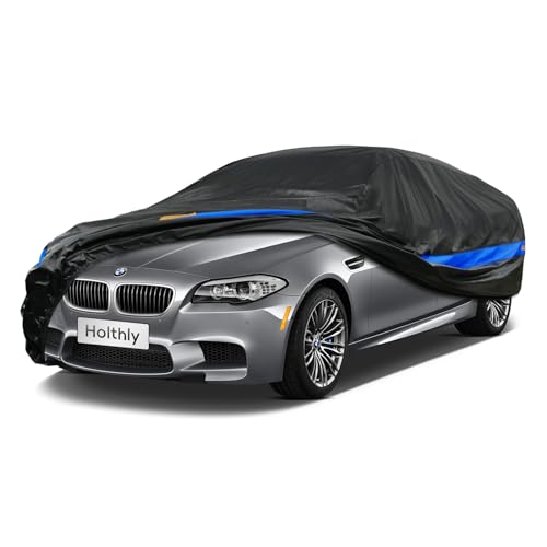 Holthly Capa de carro impermeável e respirável, cobertura de carro para garagem completa, chuva, sol, pó e proteção UV. Lona de carro adequada para BMW 5, Audi A6/A7, Maserati Ghibli, etc. 3XL