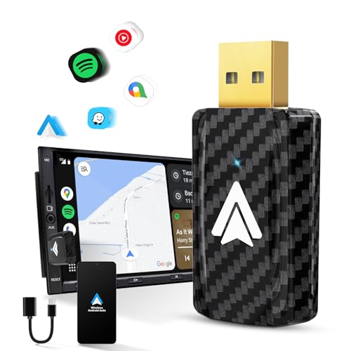 MSXTTLY Adaptador sem fios Android Auto 2025 – Converta Androi-d Auto com fio sem fios apenas para carros com Android 11-15, sem CarPlay, design compacto, USB C/A, plug & Play