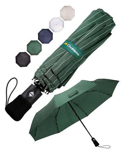 Chakipee Paraguas Plegable Antiviento Hombres - Paraguas Resistente al Viento, Paraguas Automático Portátil Compacto de Viaje, Revestimiento de Tela 210T