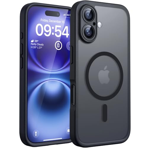 TOCOL Capa para iPhone 16, capa magnética para iPhone 16 6,1 polegadas [proteção lente câmera] [proteção militar] translúcida mate traseira, titânio preto